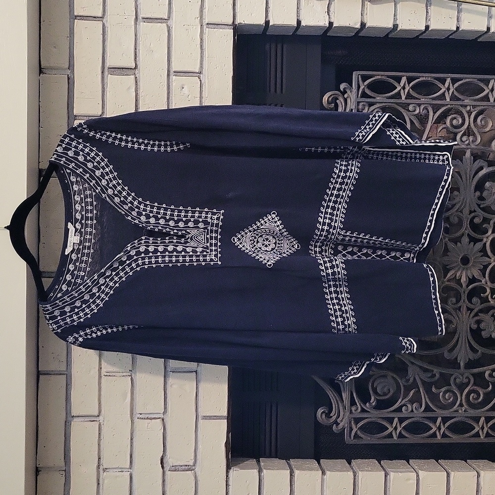 John Mark navy with embroidery top